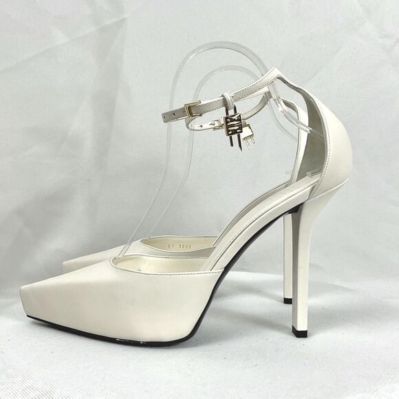 Givenchy G Lock Platform Heels Beige Sz 39.5 Pointed Toe Ankle Strap - Picture 2 of 12